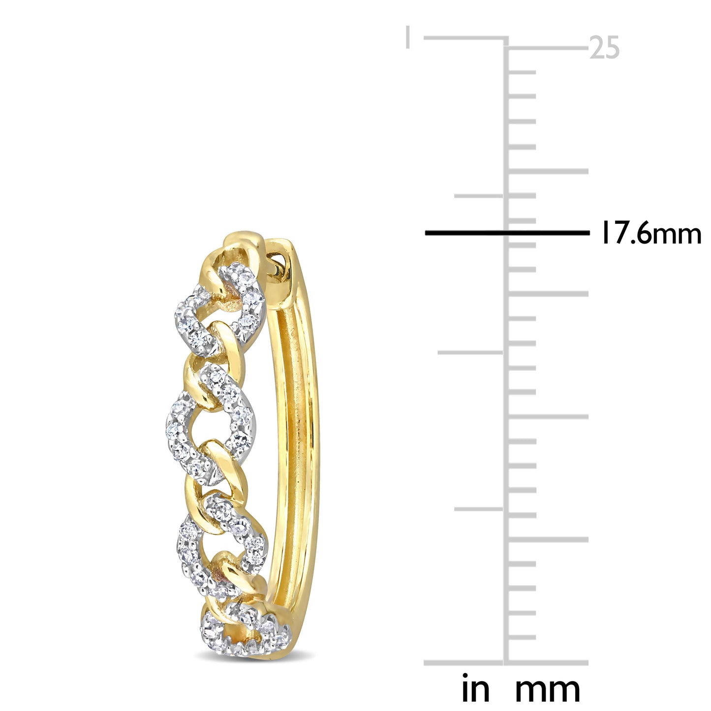 Oval Link Diamond Hoops in 10k Yellow Gold