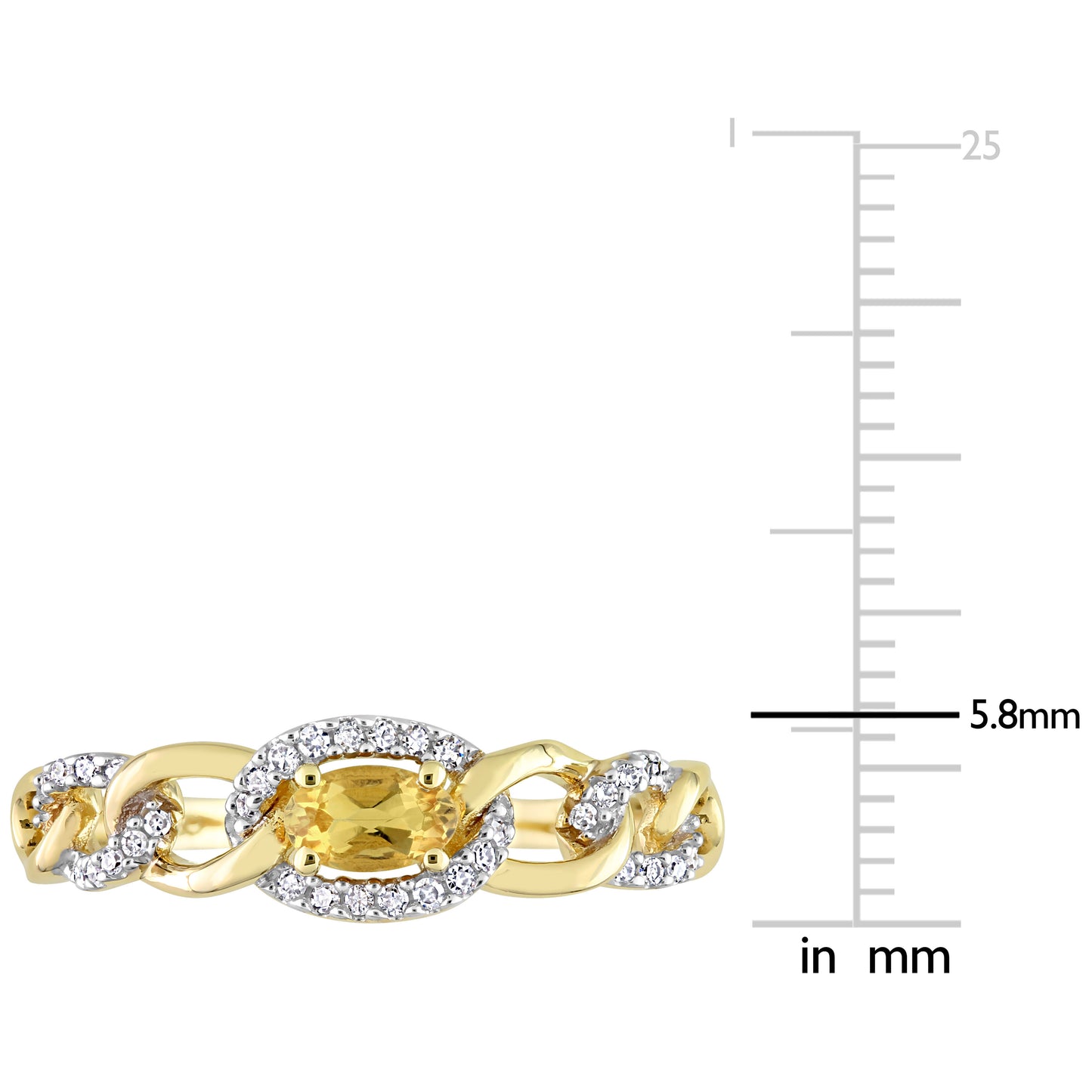 Oval Cut Citrine & Diamond Floating Ring in 10k Yellow Gold