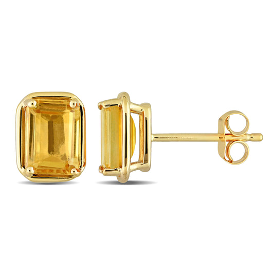 2 1/4ct Octagon Citrine Earrings in 14k Yellow Gold
