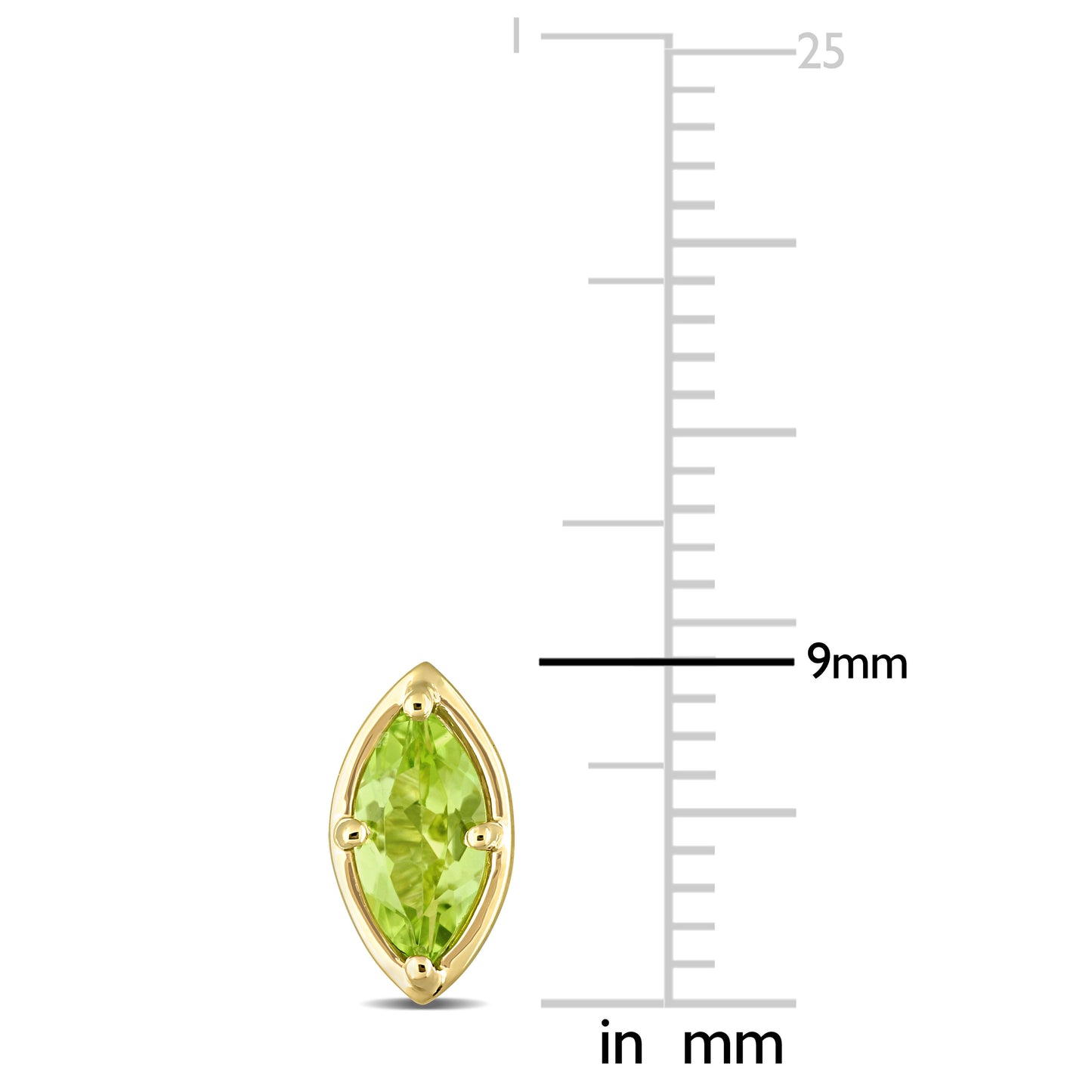 4/5ct Marquise Peridot Studs in 14k Yellow Gold