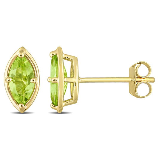 4/5ct Marquise Peridot Studs in 14k Yellow Gold