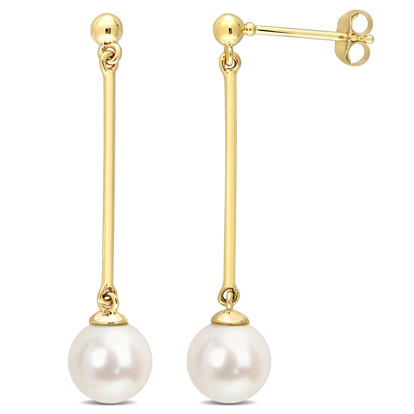 Pearl Drop Earrings in 10k Yellow Gold