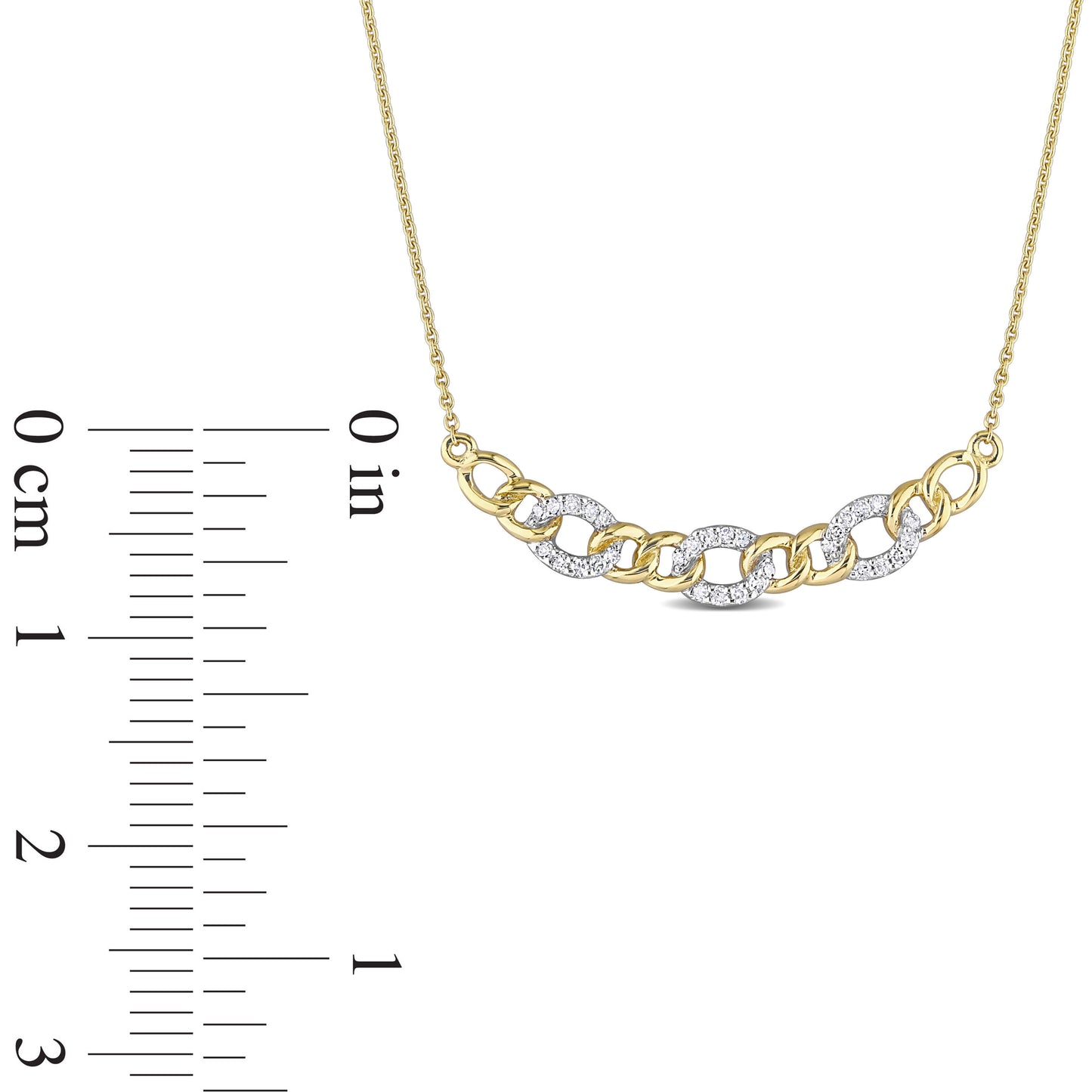 Two-tone Oval Link Diamond Necklace in 10k Gold