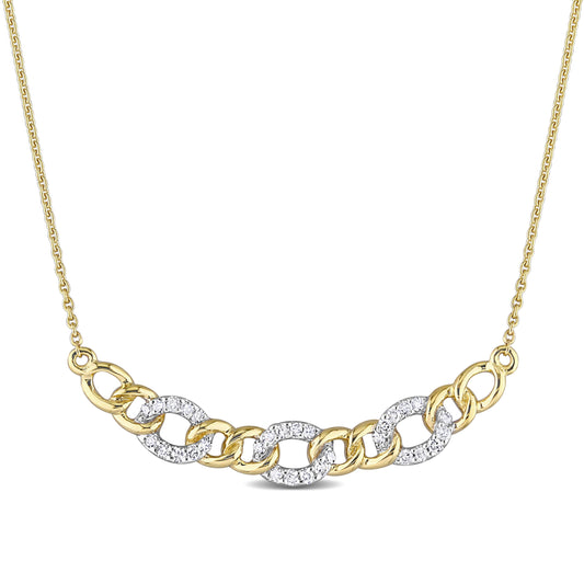 Two-tone Oval Link Diamond Necklace in 10k Gold