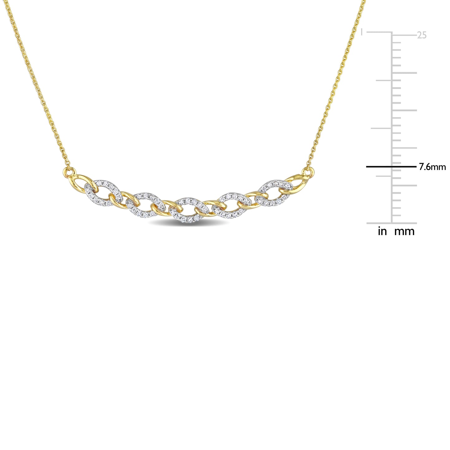 Oval Link Diamond Necklace in 10k Yellow Gold