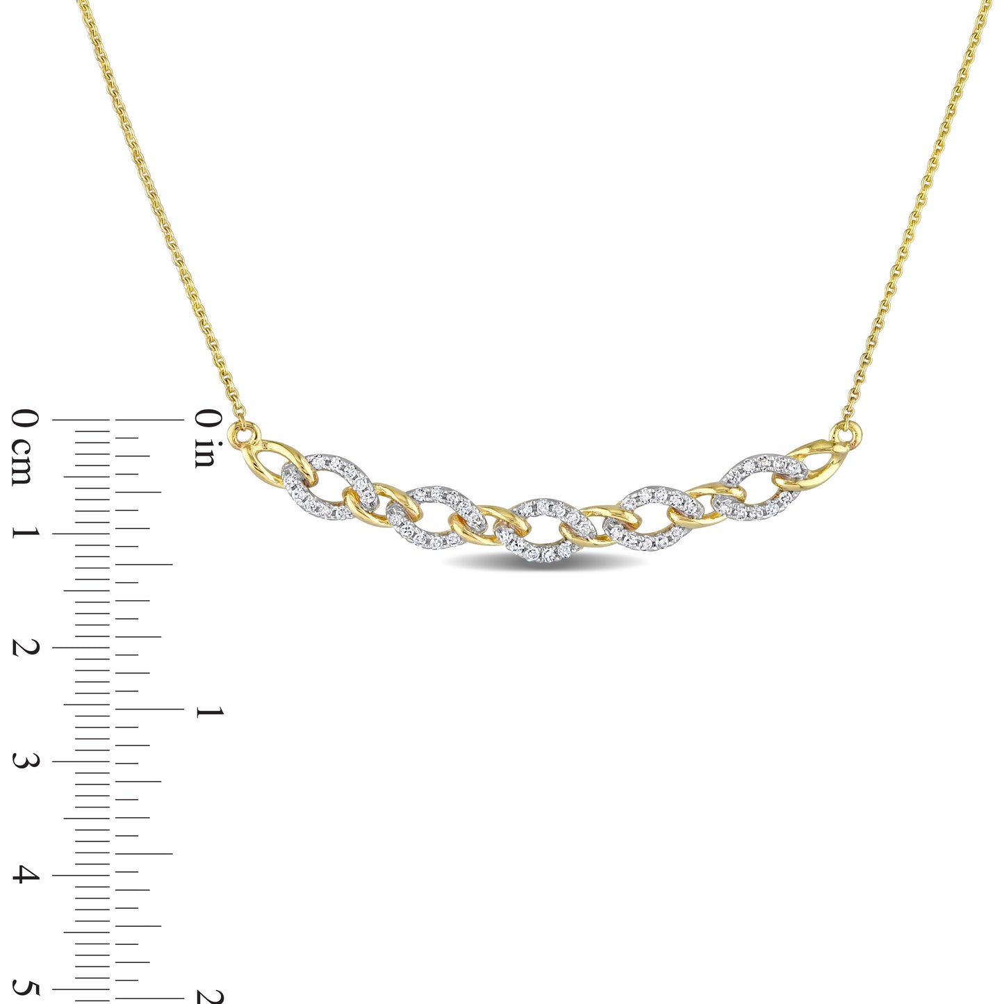 Oval Link Diamond Necklace in 10k Yellow Gold