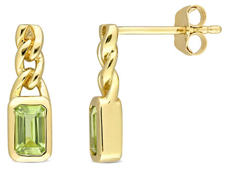 Peridot Link Drop Earrings in 10k Yellow Gold