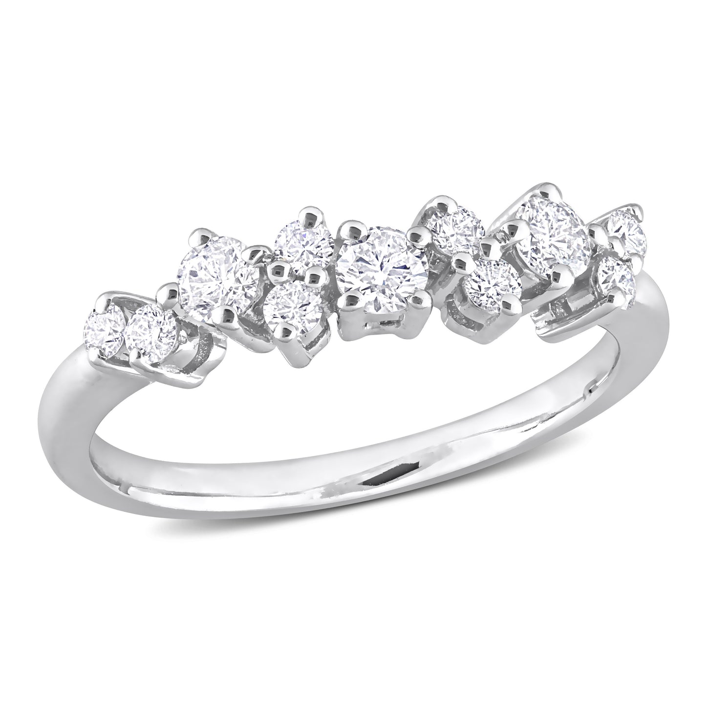 Round Diamond Semi Eternity Ring in Platinum