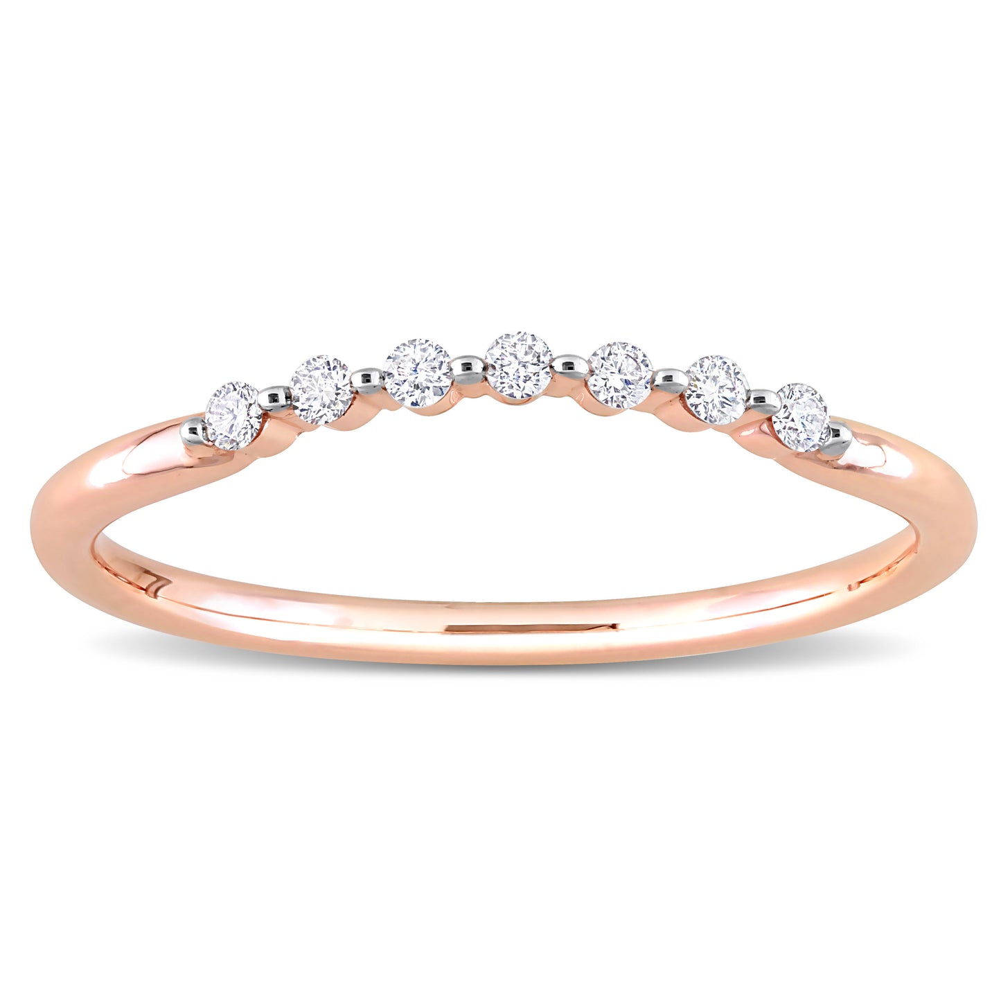 7-Stone Curved Diamond Ring in 14k Rose Gold