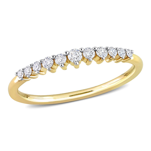 Graduating Diamonds Semi Eternity Ring in 10k Yellow Gold