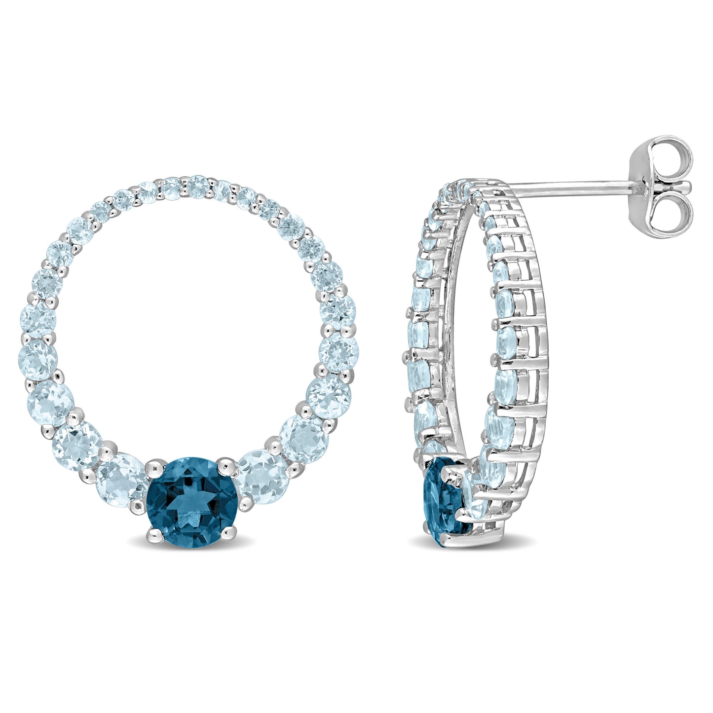 2 3/5ct Blue Topaz Circle Earrings in Sterling Silver