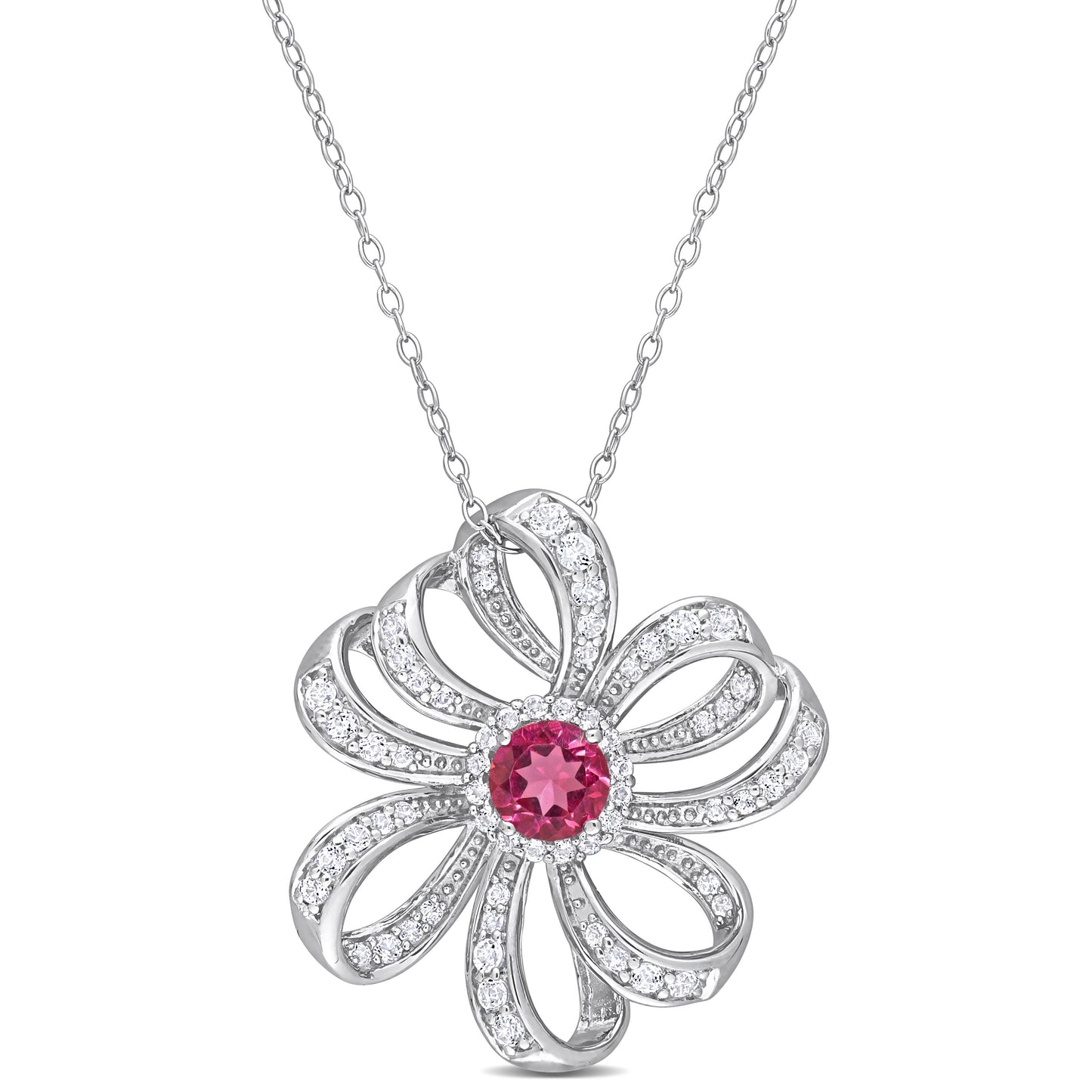 2 3/4ct Pink & White Topaz Necklace in Sterling Silver