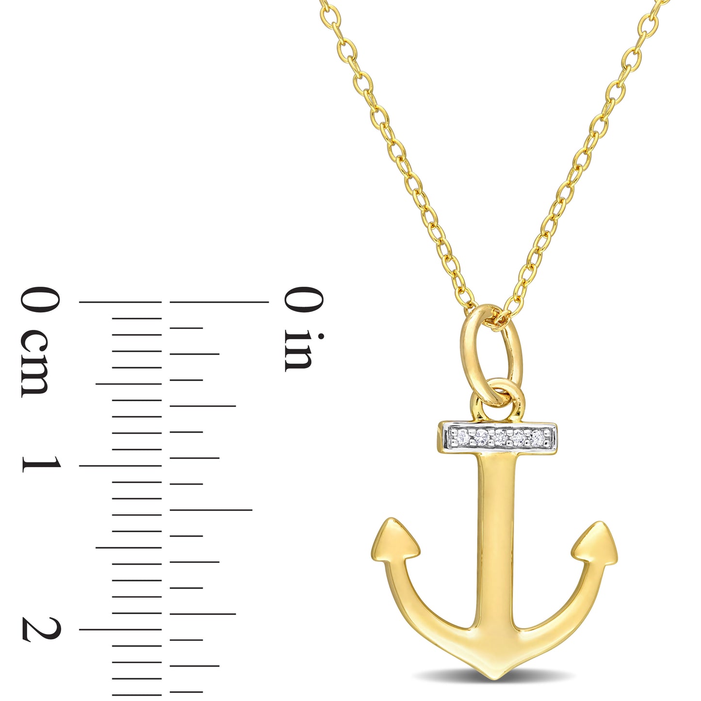Anchor Diamond Necklace in Yellow Silver