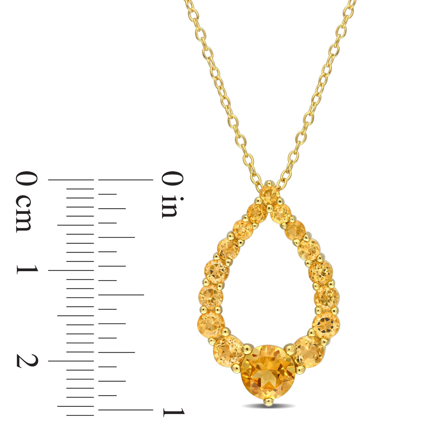 2ct Madeira Citrine Teardrop Necklace in Yellow Silver