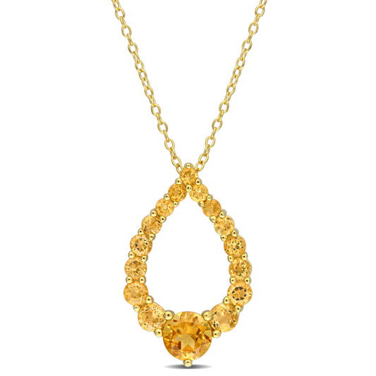 2ct Madeira Citrine Teardrop Necklace in Yellow Silver