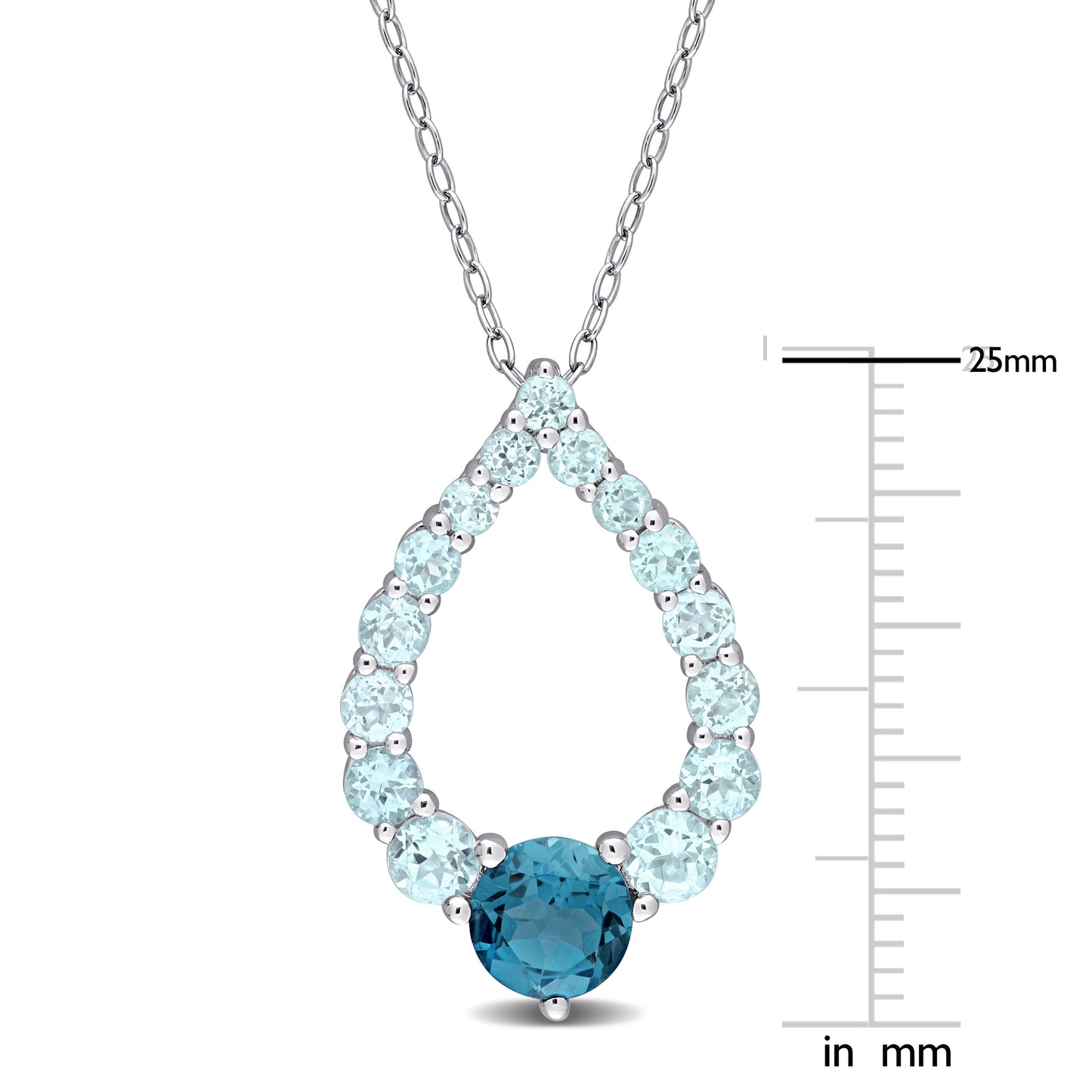 2 3/4ct Blue Topaz Teardrop Necklace in Sterling Silver