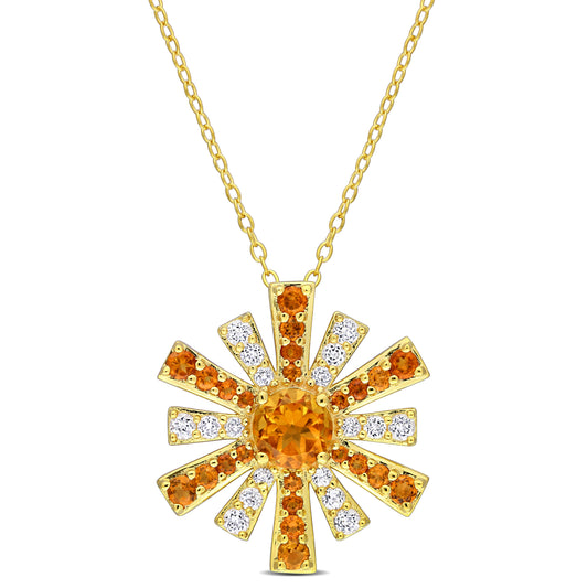 Madeira Citrine & White Topaz Necklace in Yellow Silver