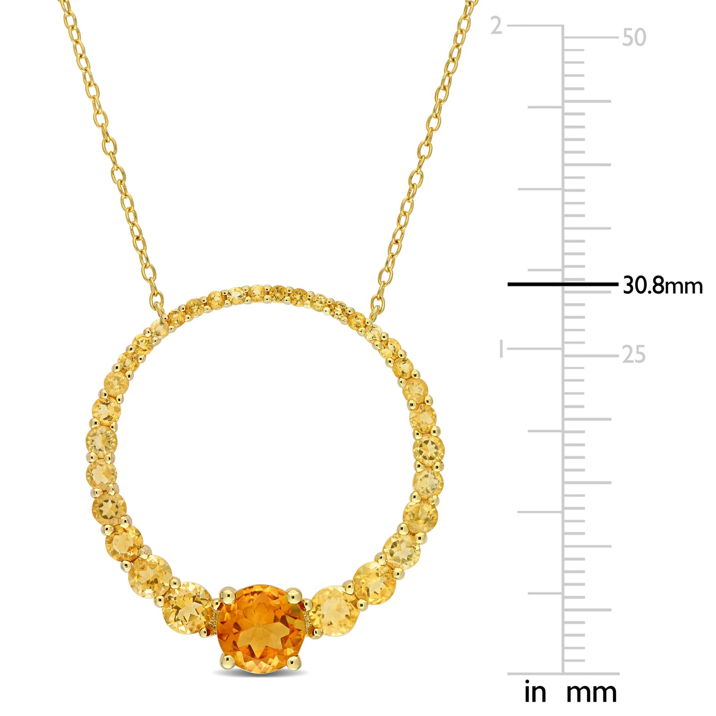 3 1/4ct Madeira Citrine Circle Necklace in Yellow Silver