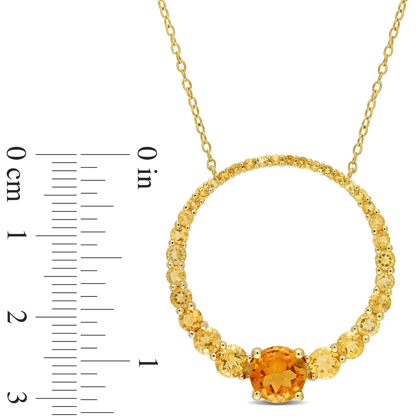 3 1/4ct Madeira Citrine Circle Necklace in Yellow Silver