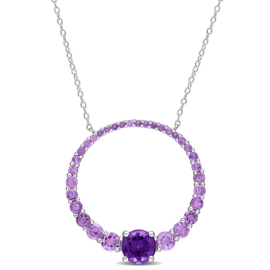 3ct Amethyst Circle of Life Necklace in Sterling Silver