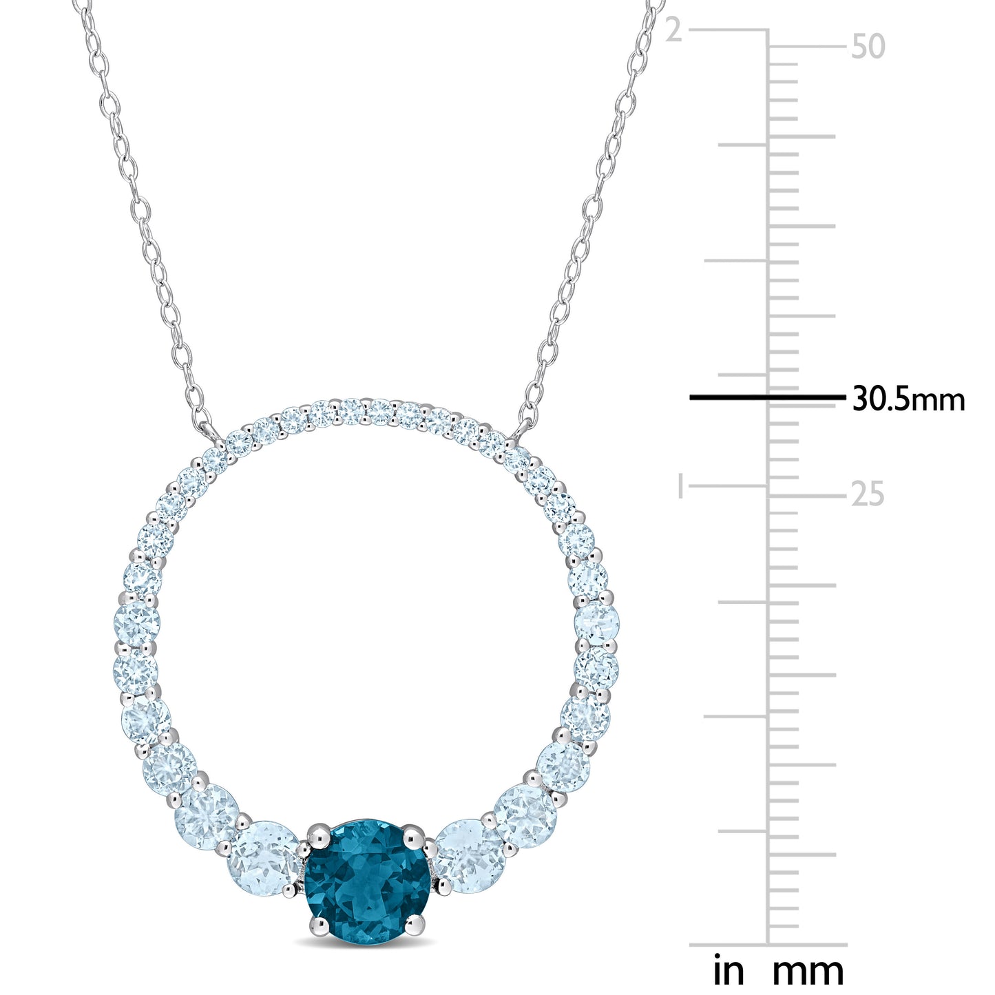 3 7/8ct Blue Topaz Circle Necklace in Sterling Silver