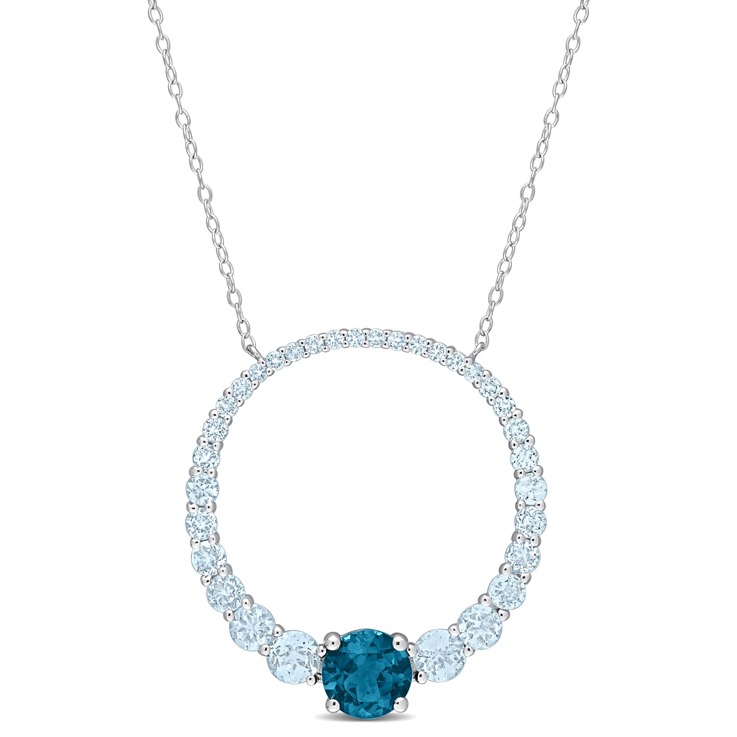3 7/8ct Blue Topaz Circle Necklace in Sterling Silver