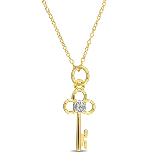 Key Diamond Necklace in Yellow Silver