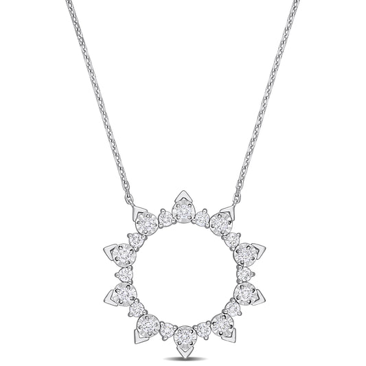 Open Sun Diamond Necklace in 14k White Gold