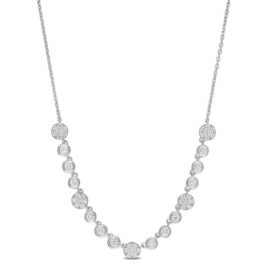 Diamond Station Necklace in 14k White Gold