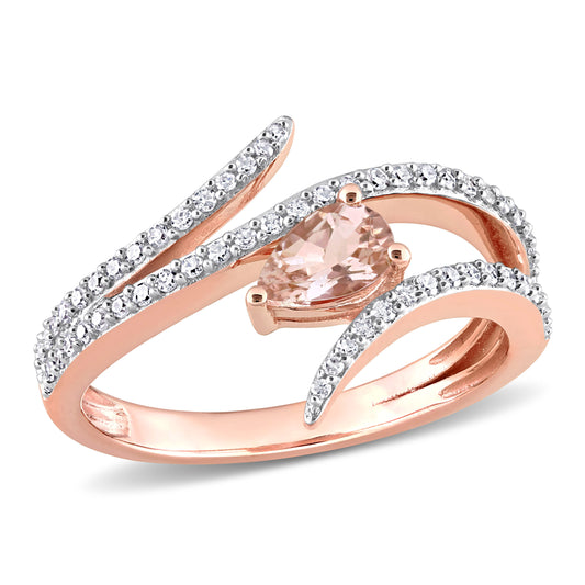 Open Wrap Morganite & Diamond Ring in 10k Rose Gold