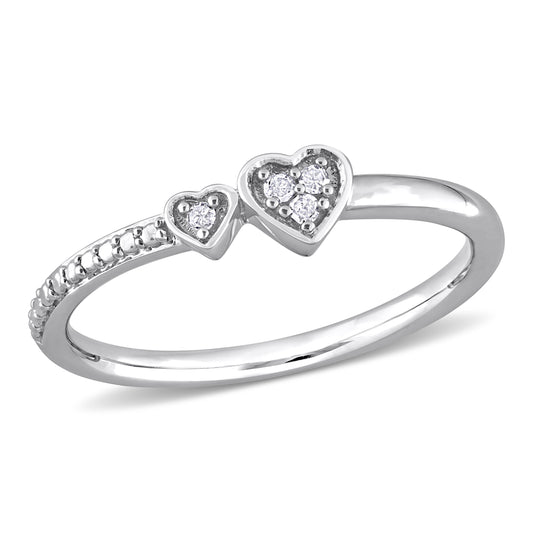 Double Heart Ring in Sterling Silver