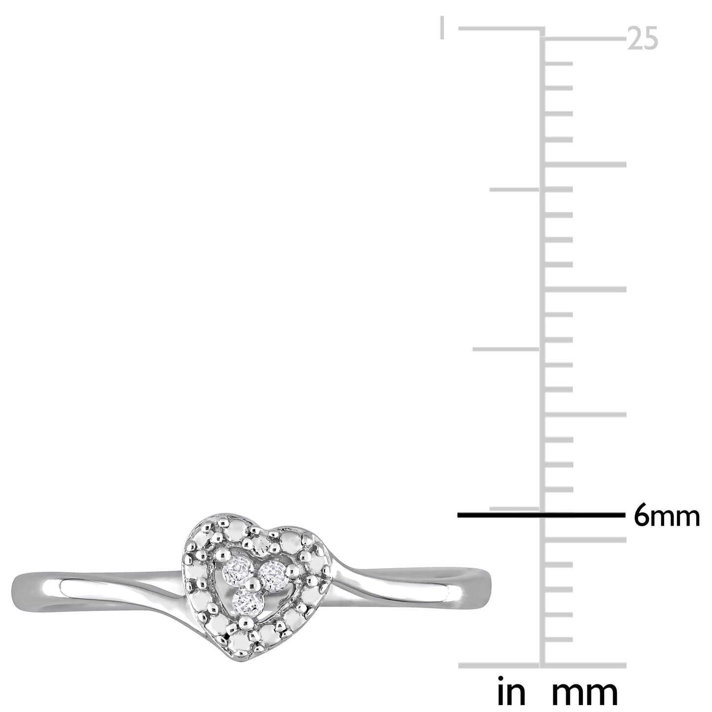 Heart Diamond Ring in Sterling Silver