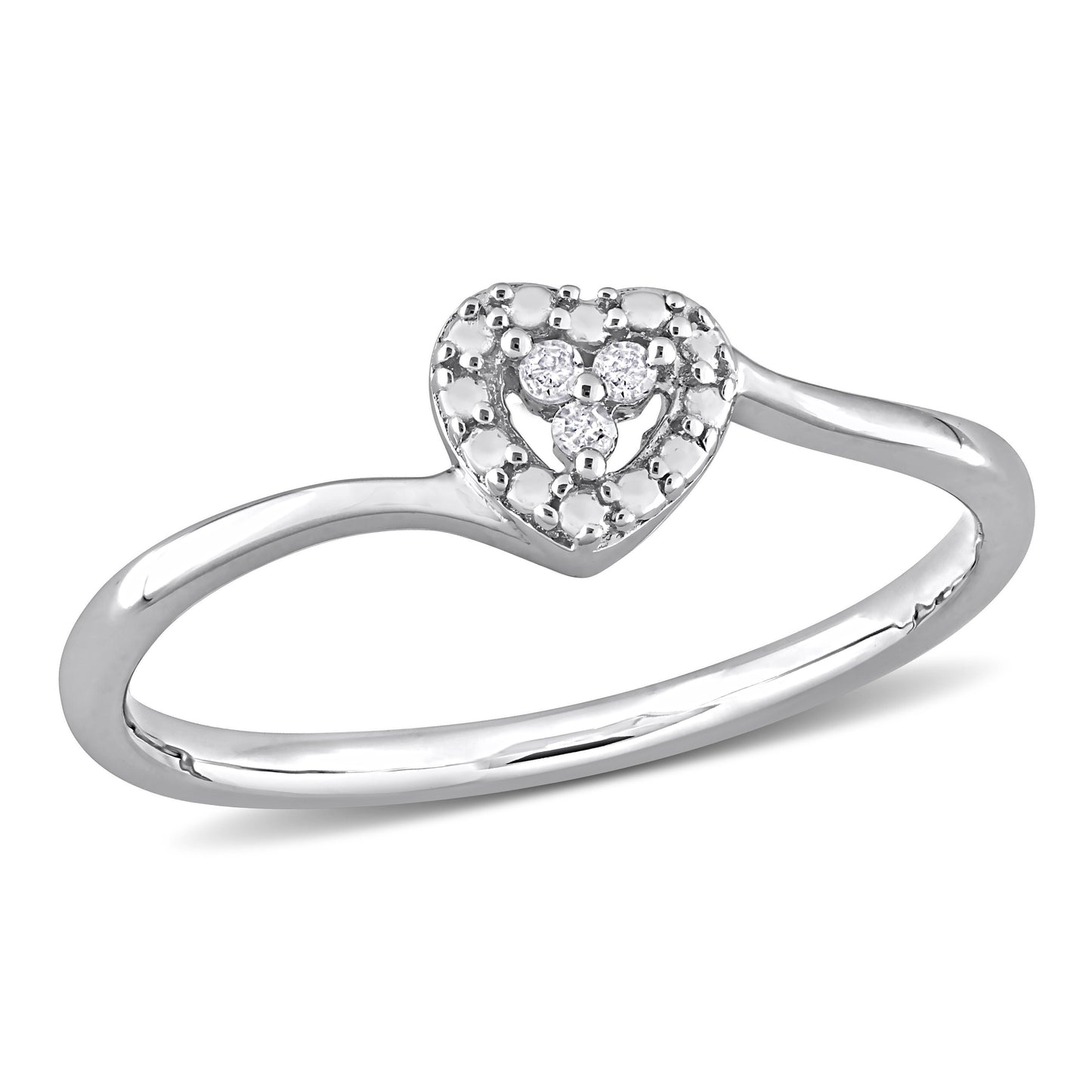 Heart Diamond Ring in Sterling Silver