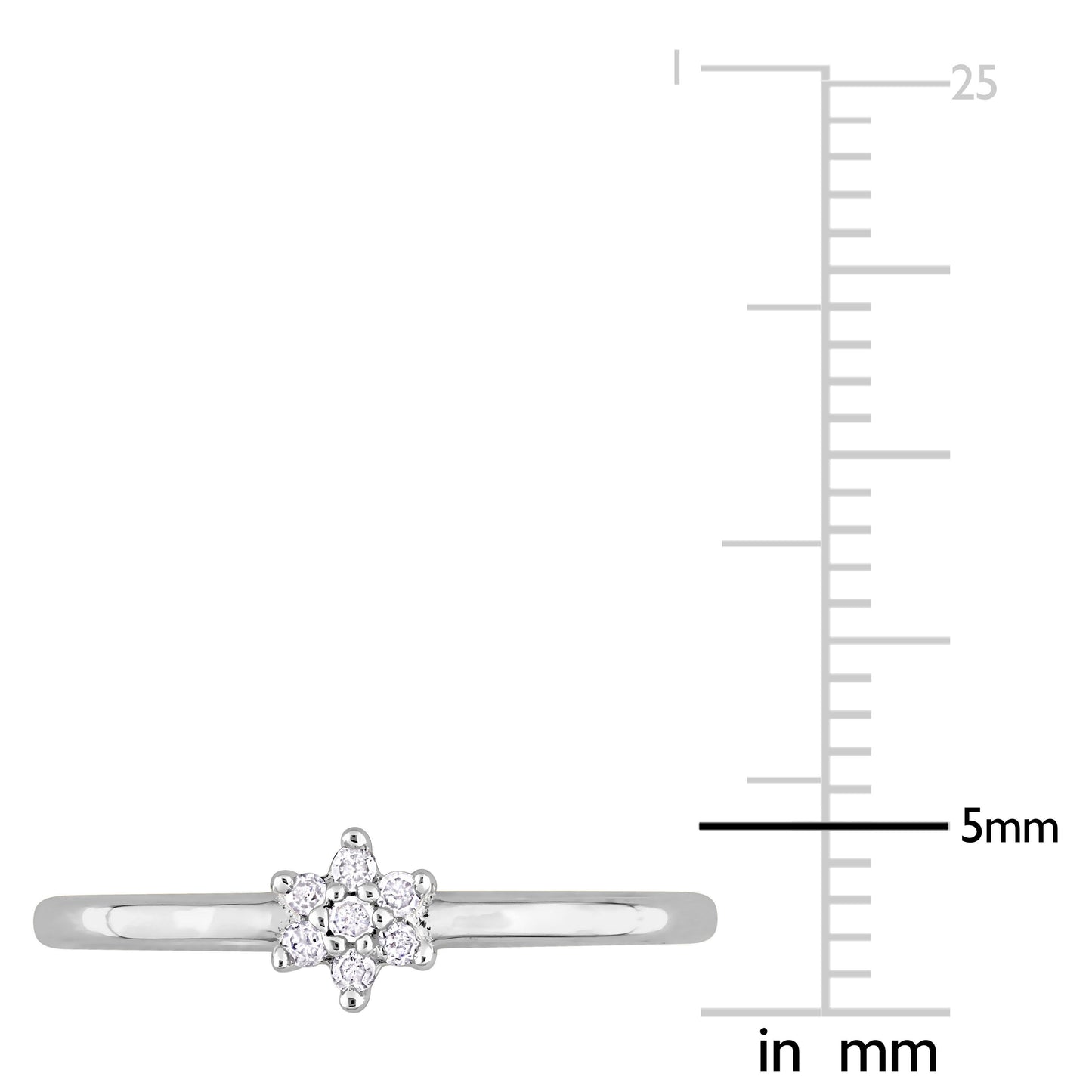 Flower Petite Diamond Ring in Sterling Silver