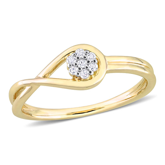 Flower Eternity Diamond Ring in Yellow Silver