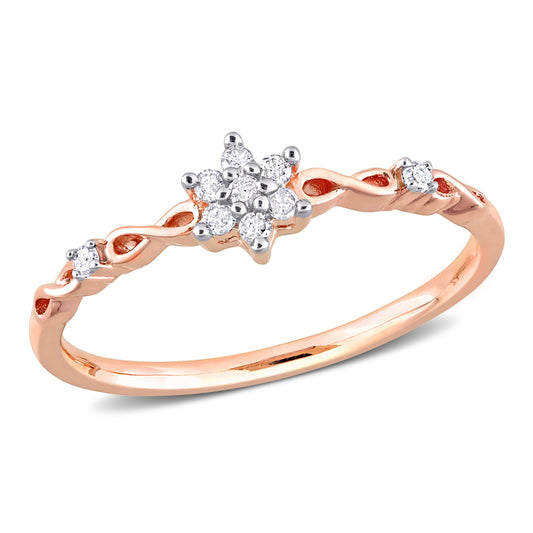 Flower Eternity Diamond Ring in Rose Silver