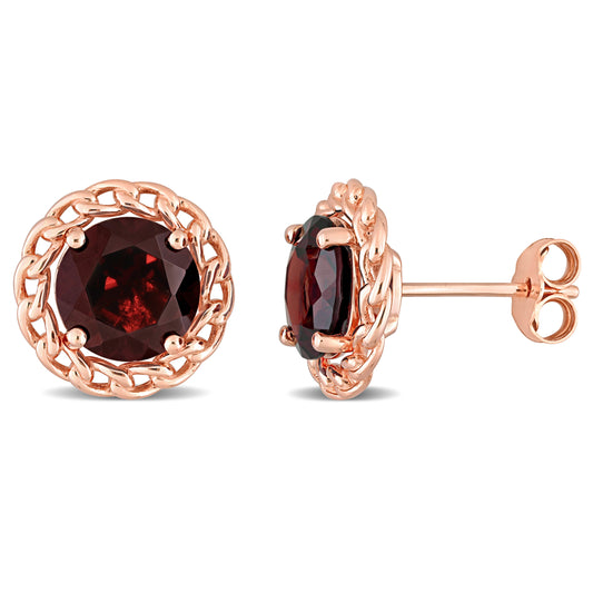 4ct Garnet Earrings in Rose Plated Sterling Silver