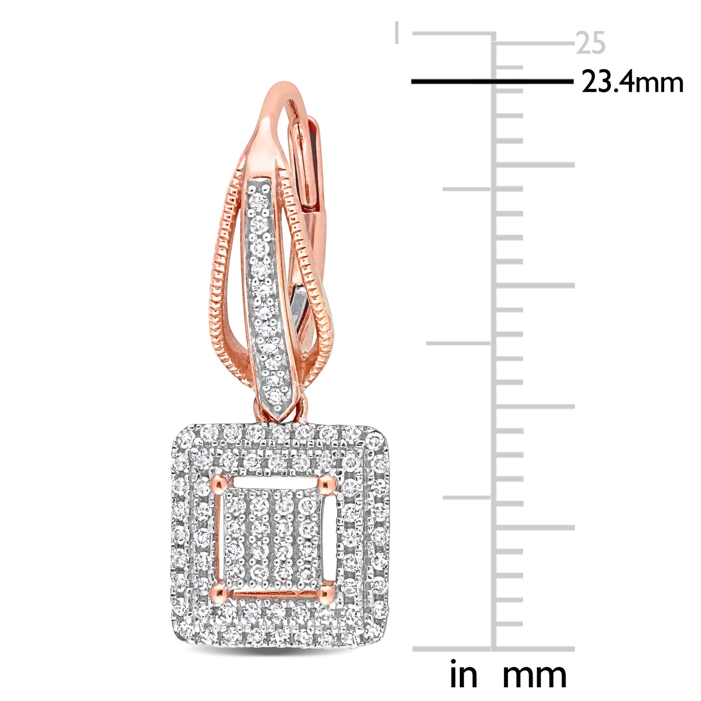 Double Halo Square Cluster Diamond Earrings in 10k Rose Gold