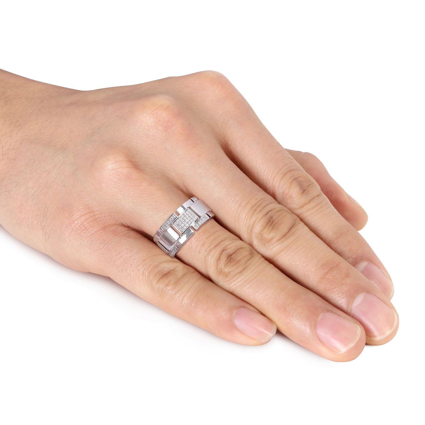 Diamond Chain Ring in Sterling Silver