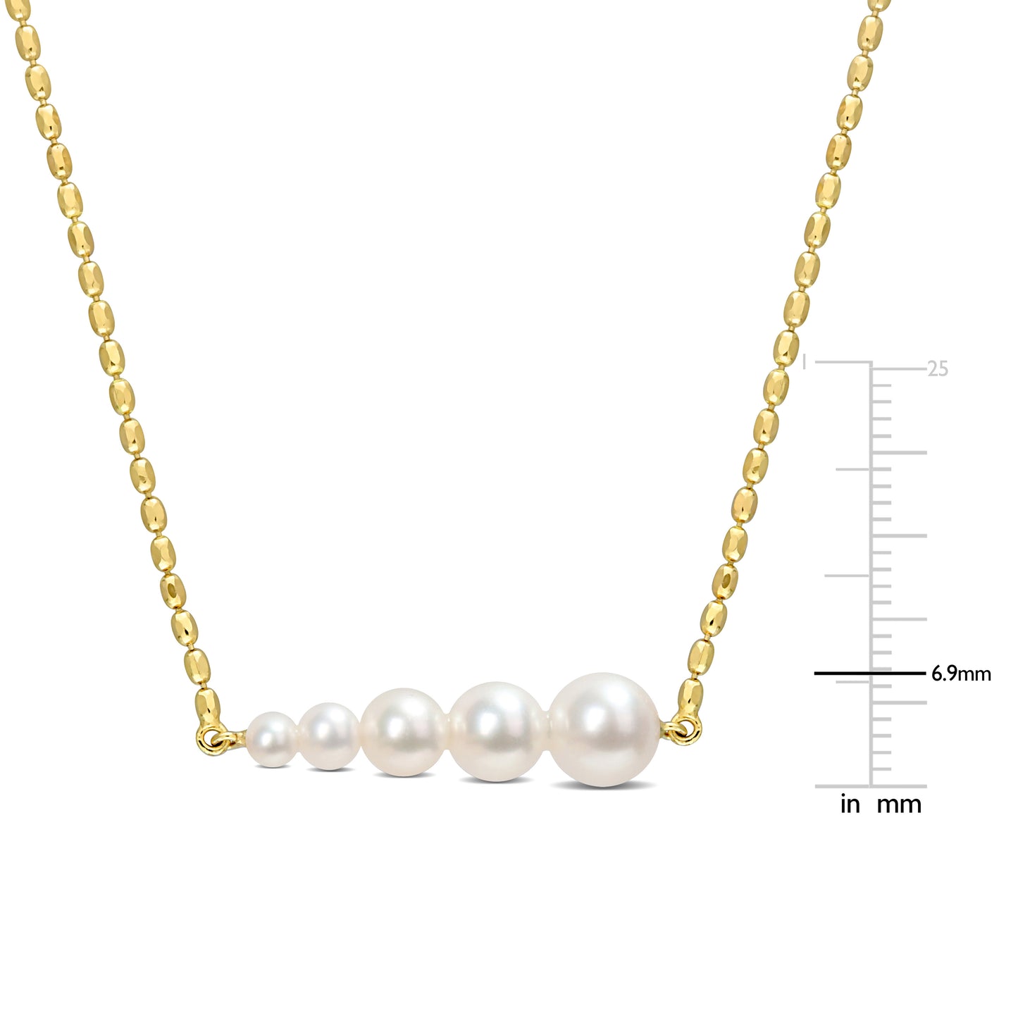White Freshwater Cultured Pearl Necklace in 18k Yellow Gold Plated