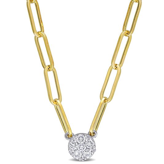 Paperclip Pave Diamond Necklace in 14k White Gold