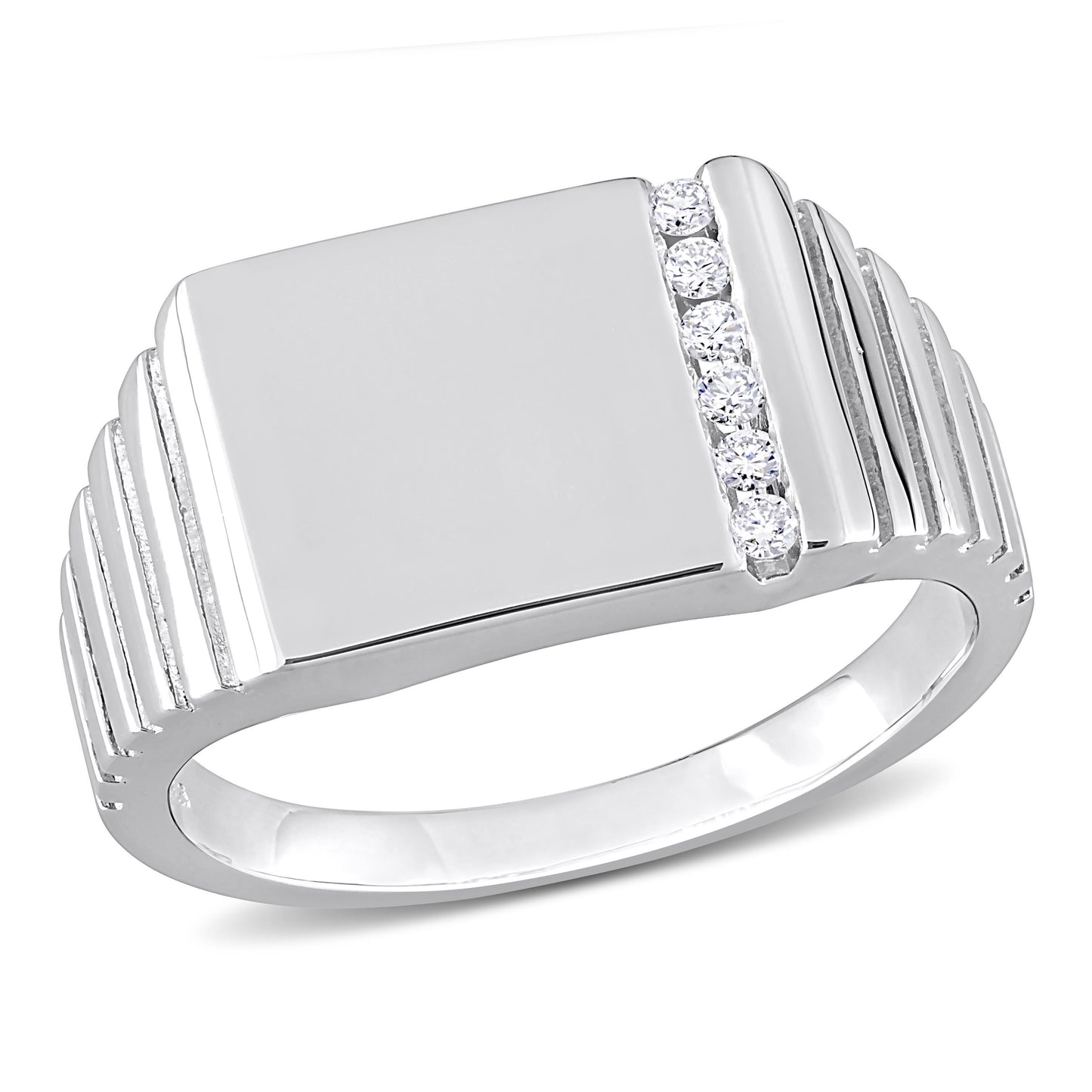 Diamond Square Ring in Sterling Silver