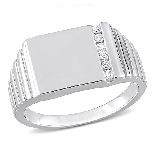 Diamond Square Ring in Sterling Silver
