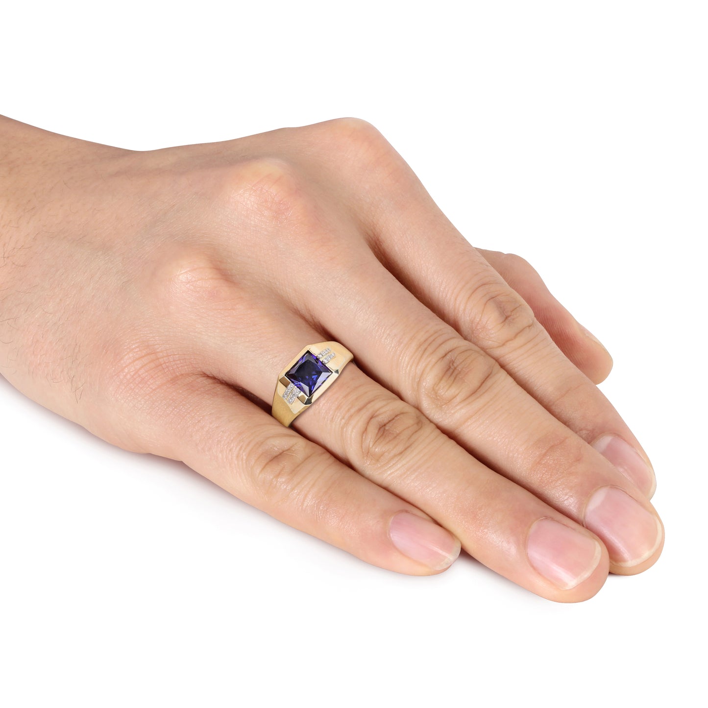 Blue Sapphire & Diamond Ring in 10k Yellow Gold