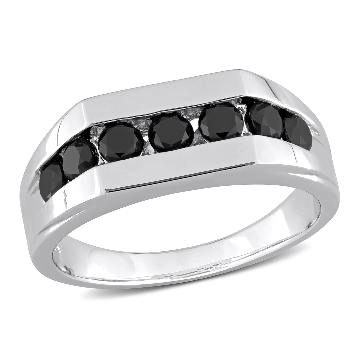 Black Diamond Channel Ring in Sterling Silver