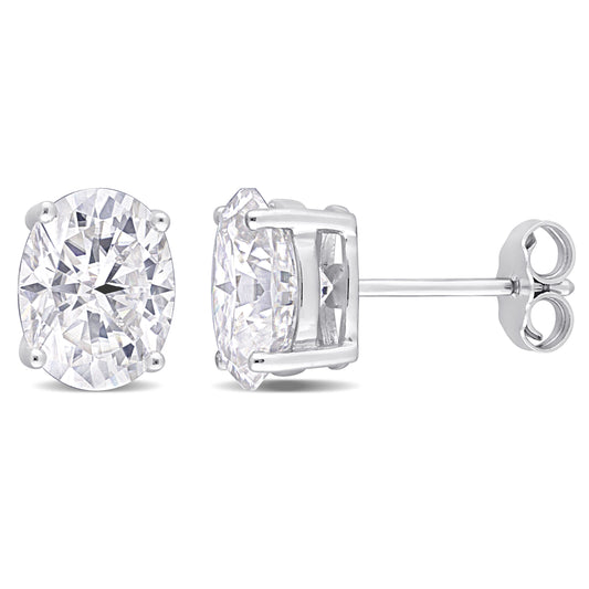 4ct Oval Cut Moissanite Studs in Sterling Silver