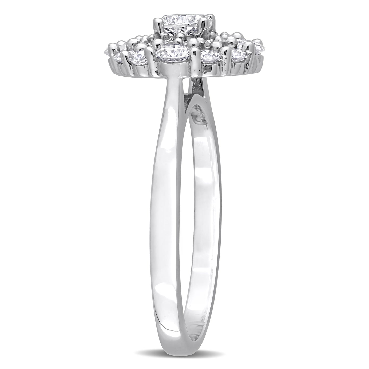 Cushion & Round Diamond Cluster Ring in 14k White Gold