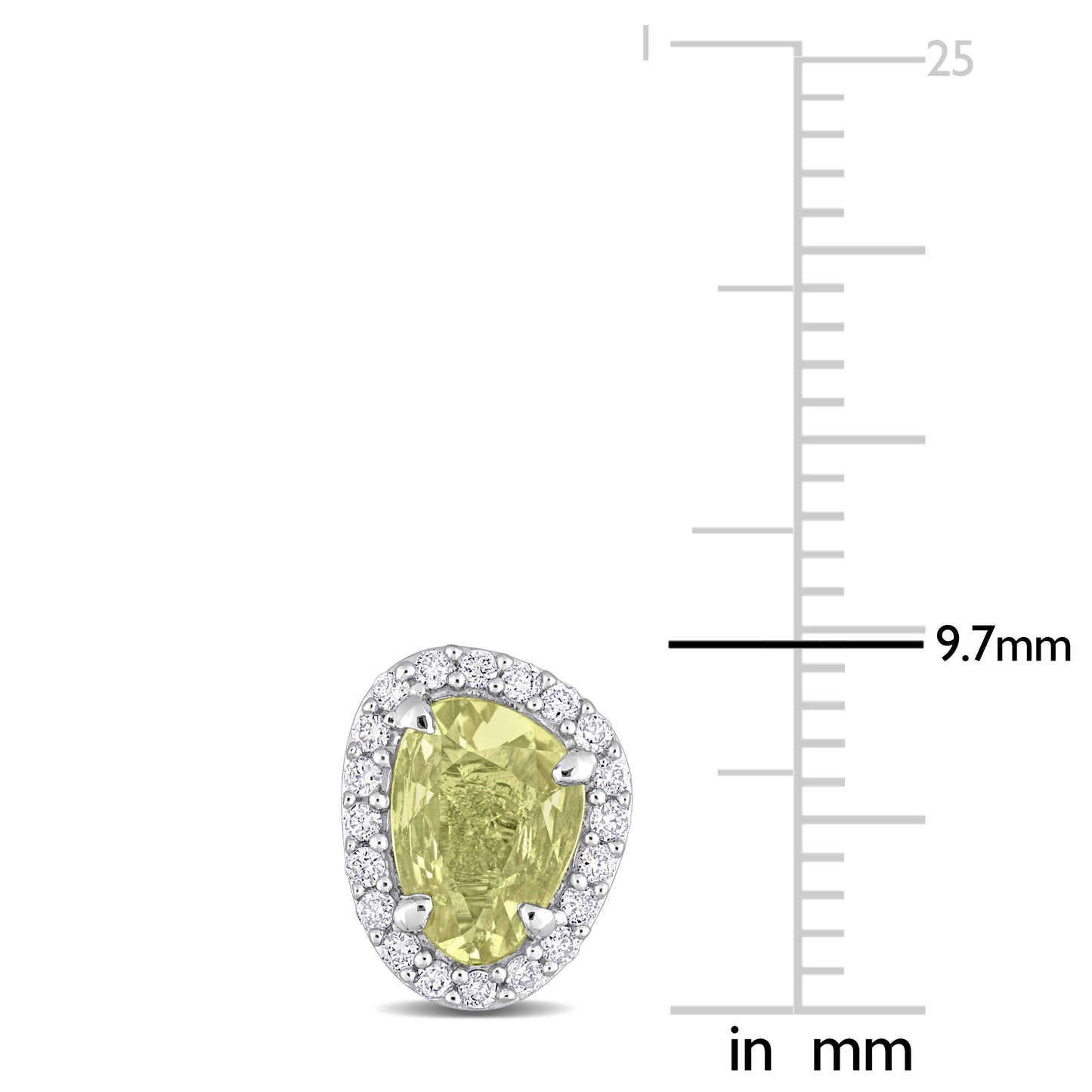 Yellow Sapphire & Diamond Halo Studs in 14k White Gold