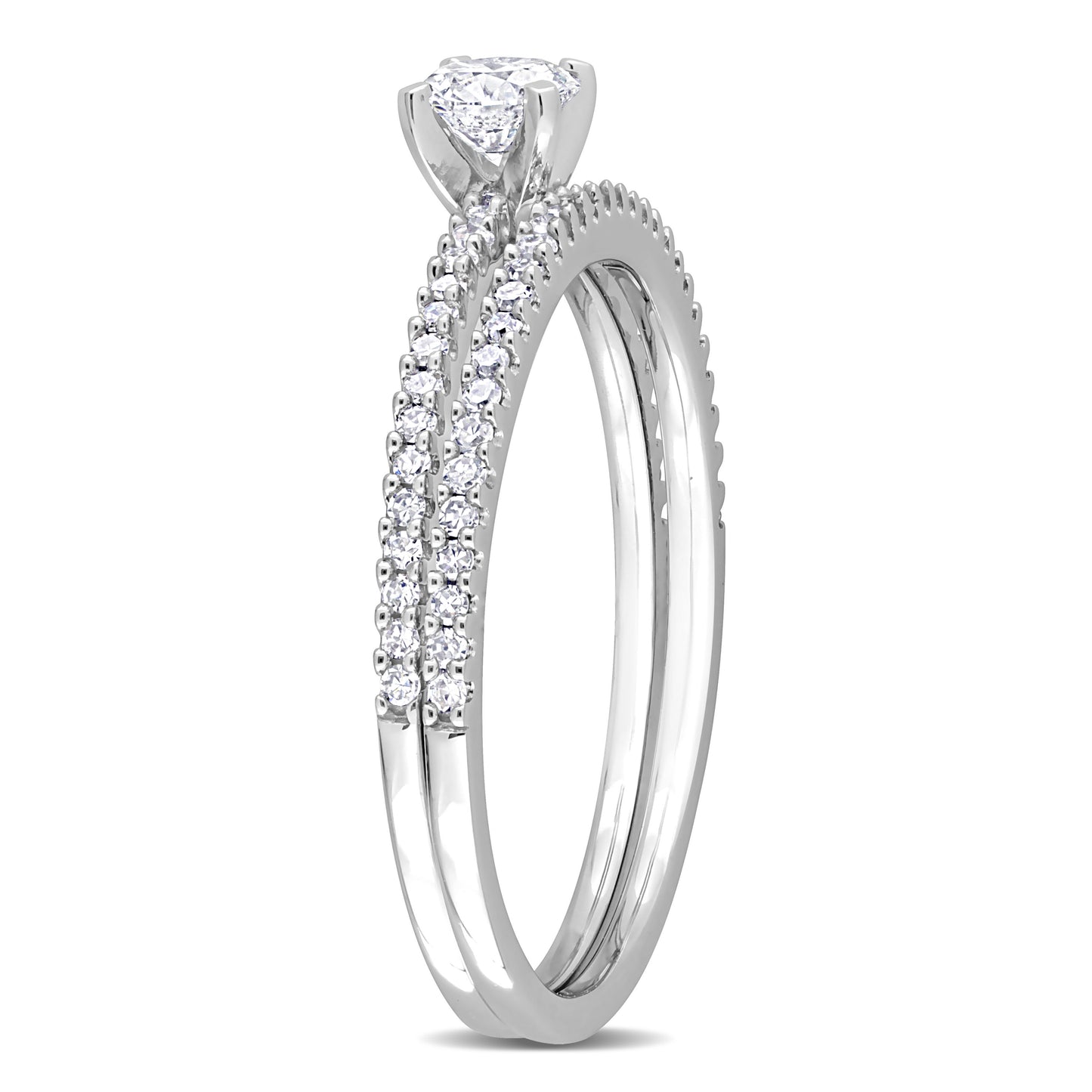 Round Diamond Ring Set in 14k White Gold