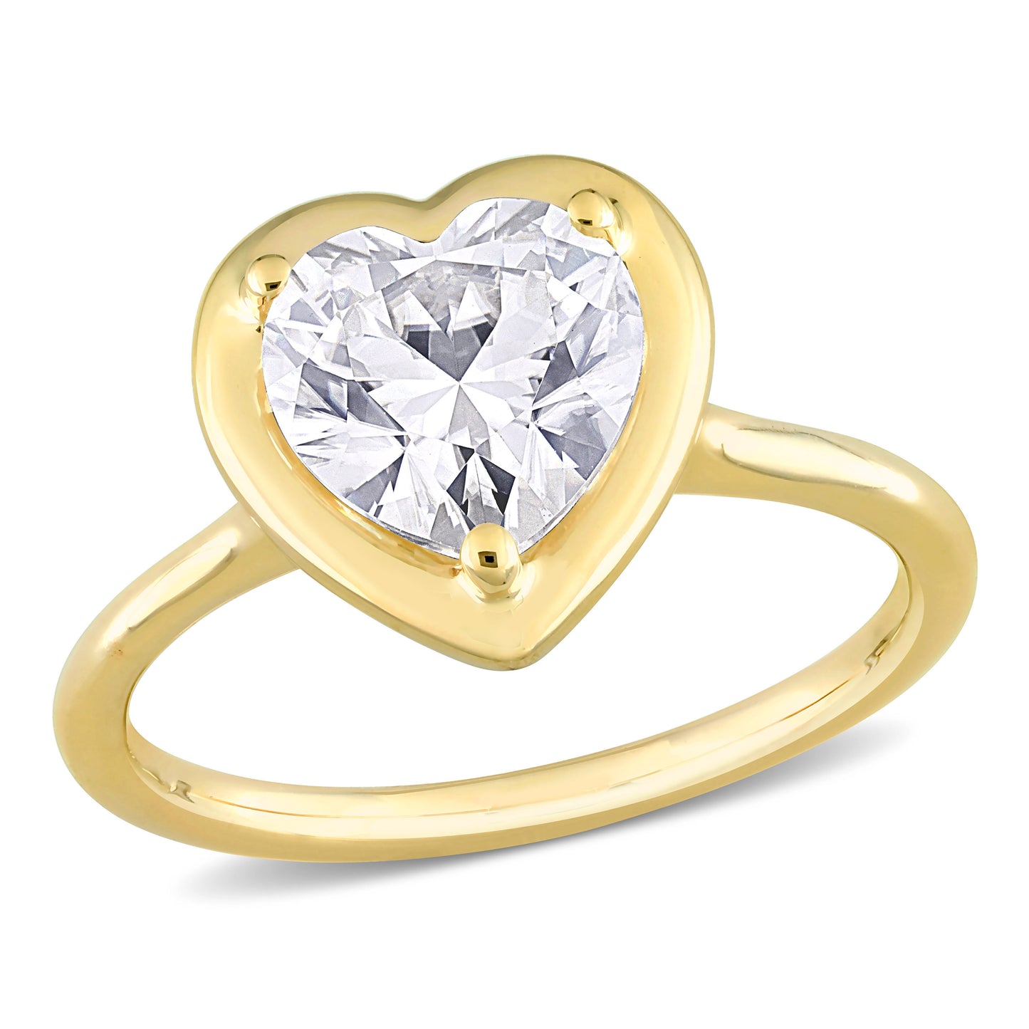 Heart Moissanite Bezel Ring in 10k Yellow Gold